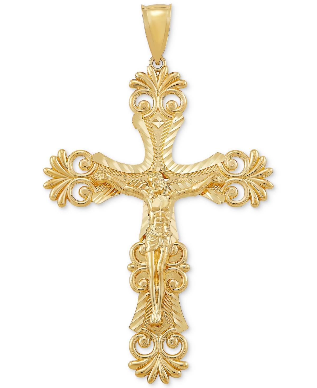 Mens Ornate Crucifix Cross Pendant in 10k Gold Product Image