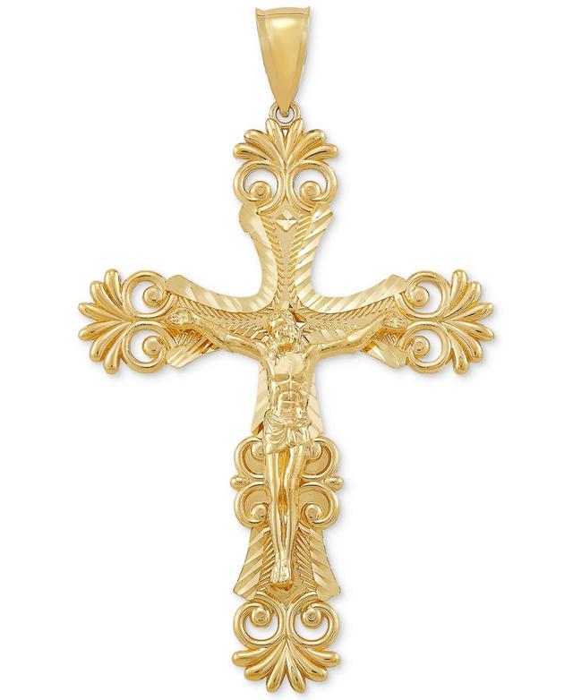 Mens Ornate Crucifix Cross Pendant in 10k Gold Product Image