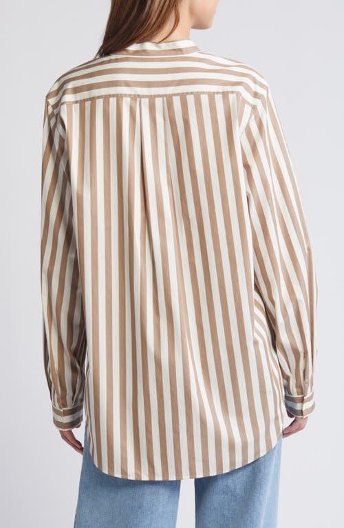 FRAME Cotton Striped Shirt In Mocha Multi Product Image