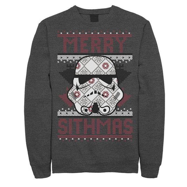 Mens Star Wars Stormtrooper Helmet Merry Sithmas Sweatshirt Athletic Grey Product Image