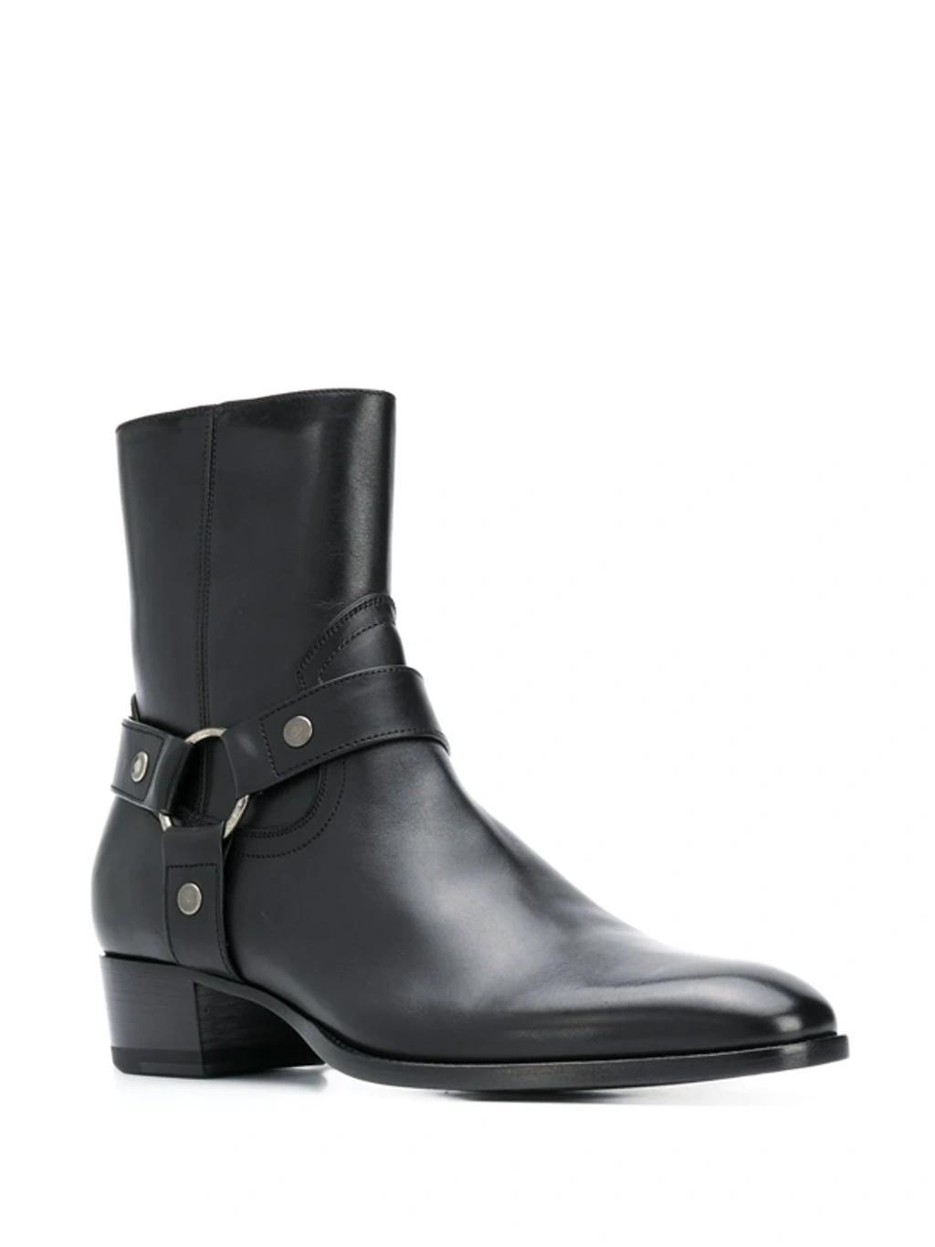 SAINT LAURENT Leather Ankle Boots In 1000 Product Image