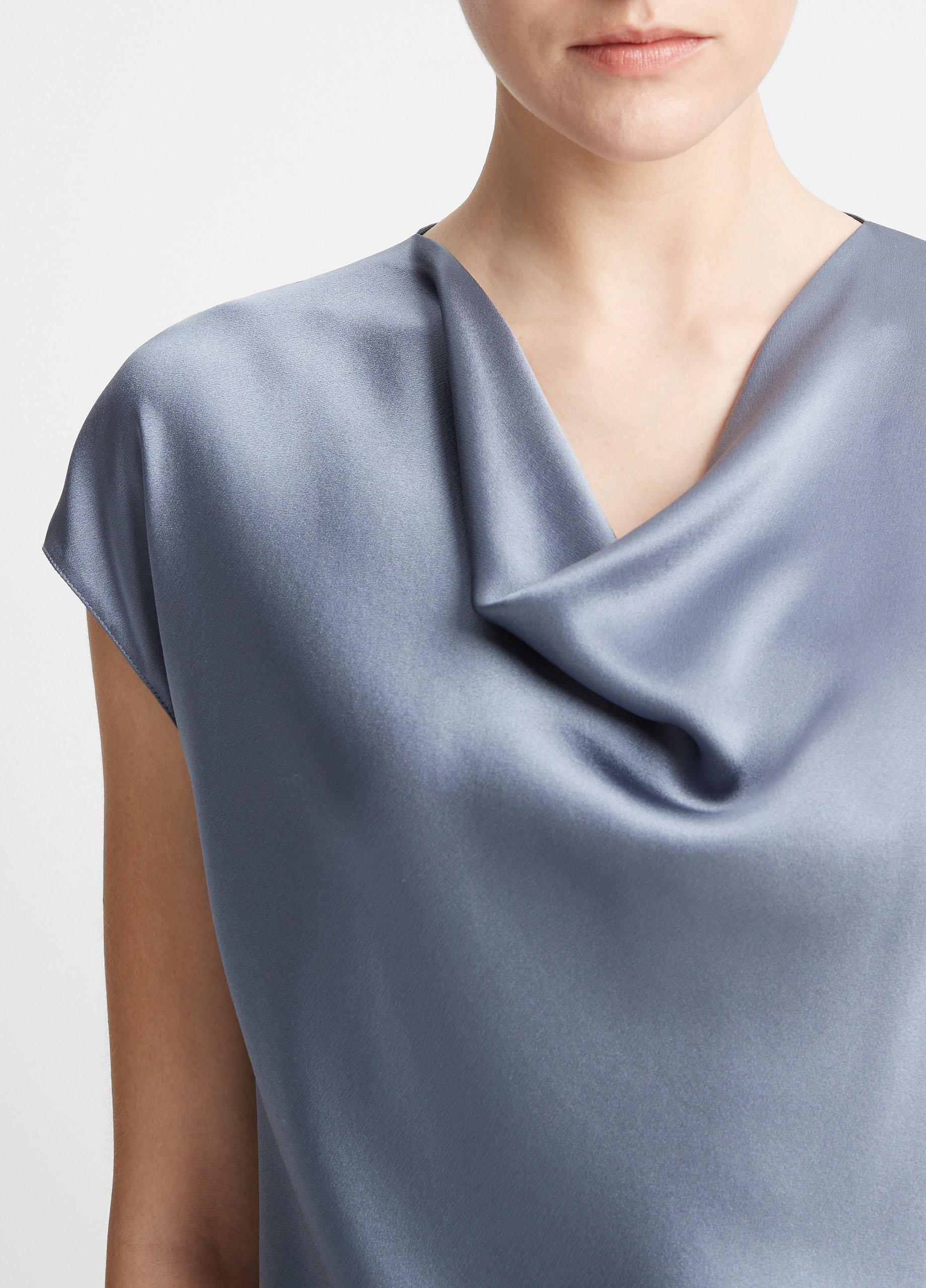 Silk Cowl-Neck Blouse Product Image