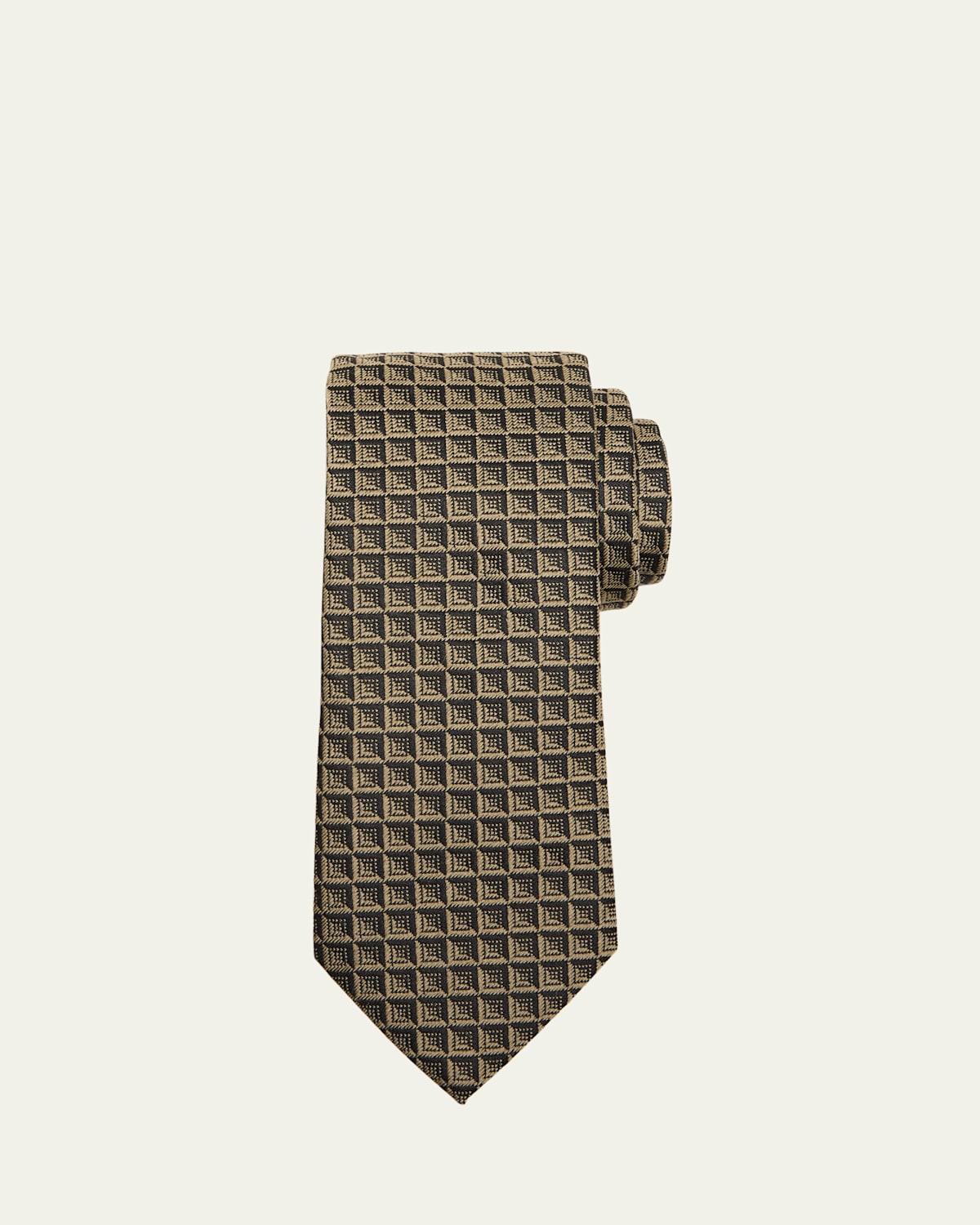 Mens Silk-Wool Geometric Jacquard Tie Product Image