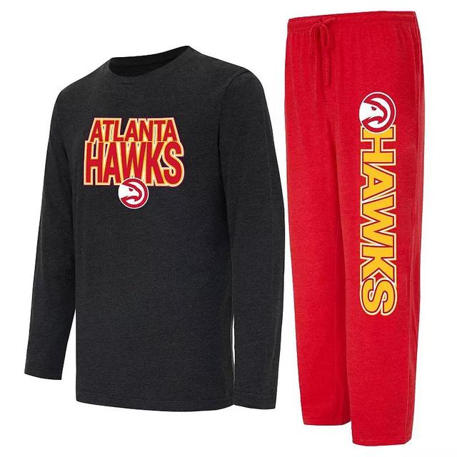 Mens Concepts Sport /Black Atlanta Hawks Meter Long Sleeve T-Shirt & Pants Sleep Set Product Image