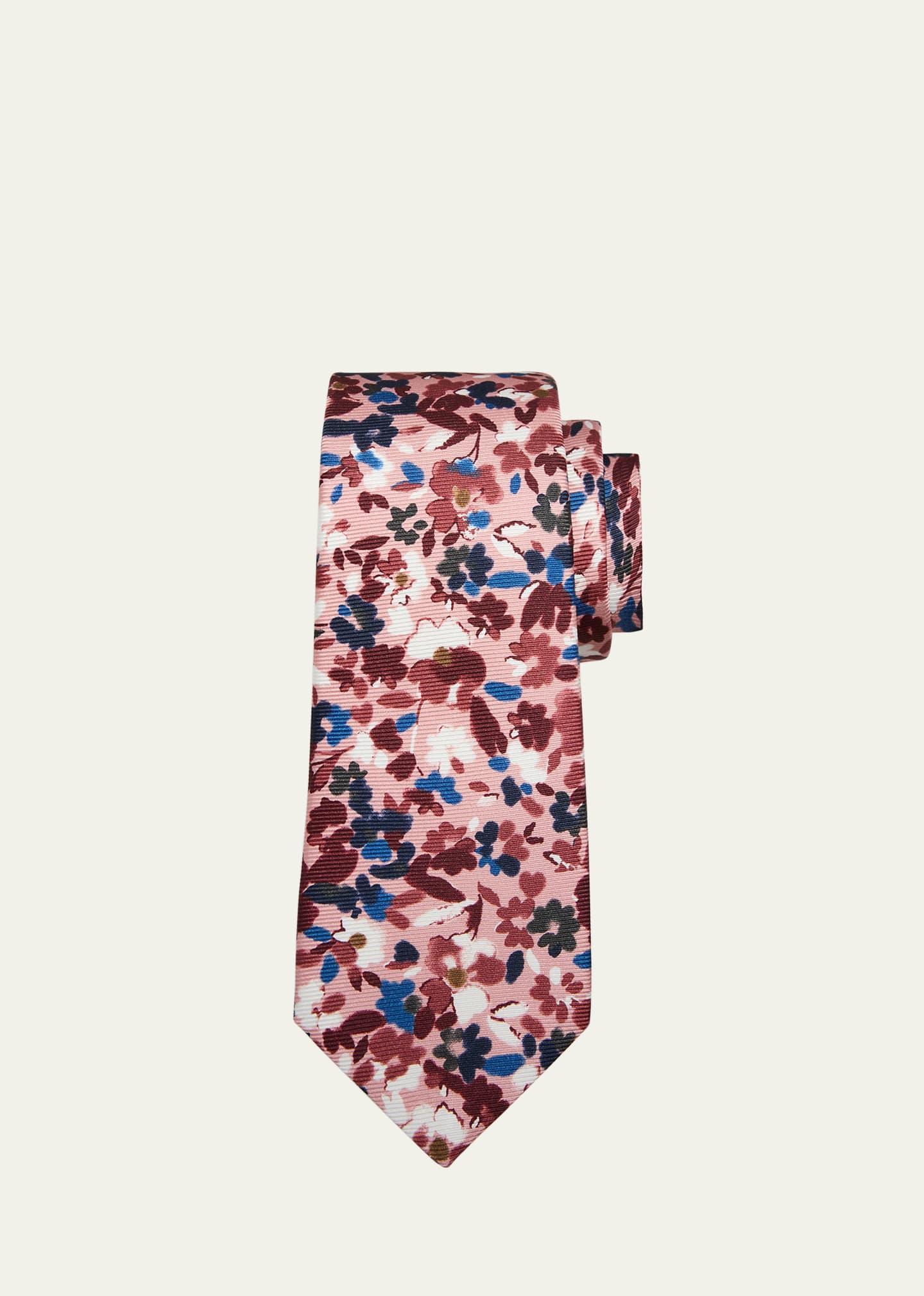 Mens Silk Floral-Print Tie Product Image