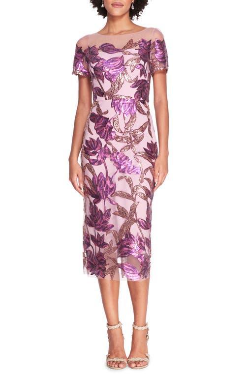 Marchesa Notte Lotus Sequin Tulle Sheath Dress Product Image