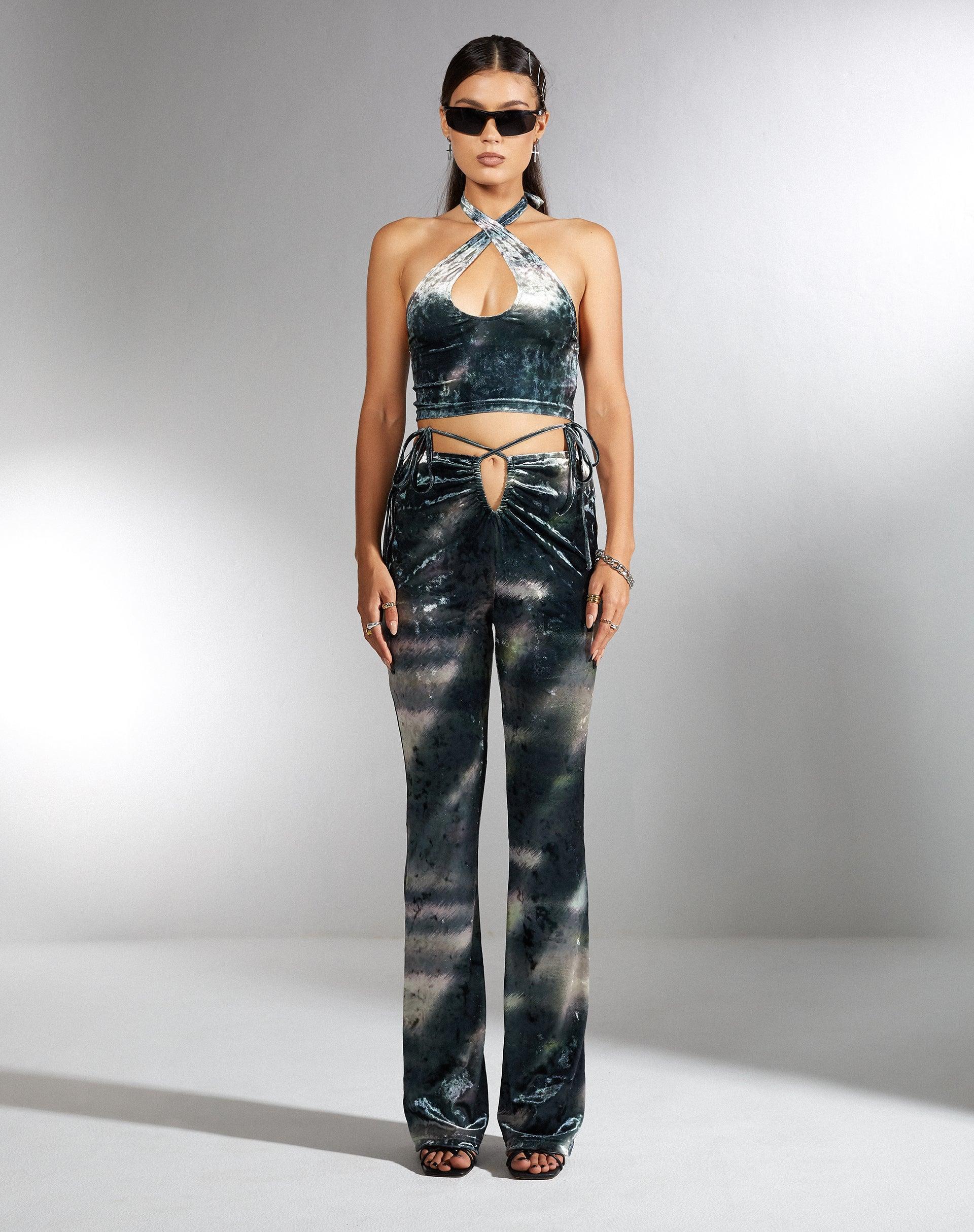 Halima Crop Top in Abstract Camo Product Image