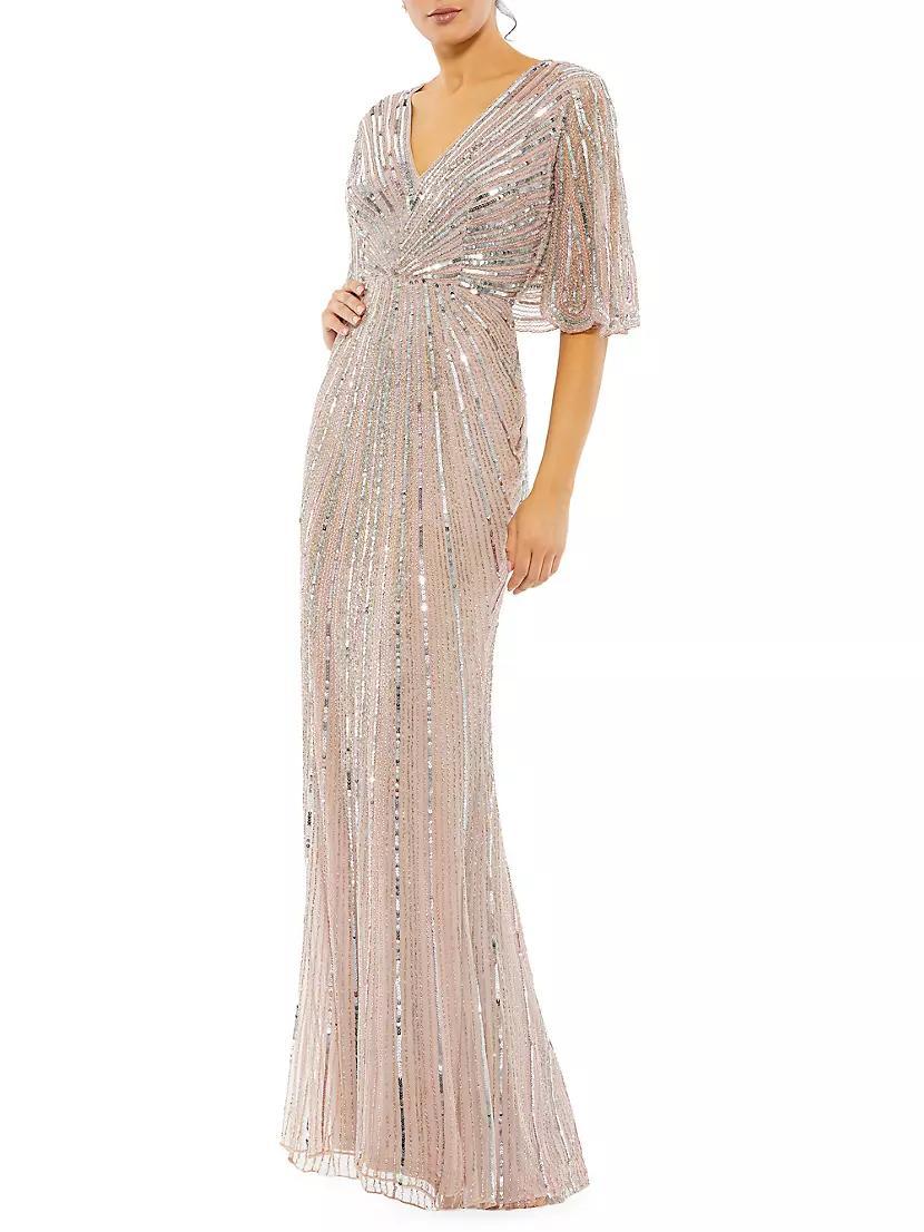 Sequin Flutter-Sleeve Gown product image