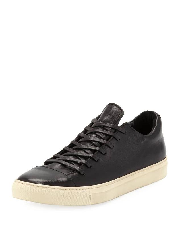 Mens Reed Leather Low-Top Sneakers, Black Product Image