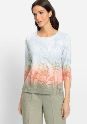 Olsen Womens 3/4 Sleeve Mixed Print Jersey Top Product Image