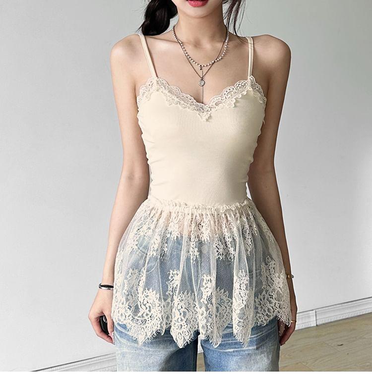 Plain Lace Trim Cami Top Product Image