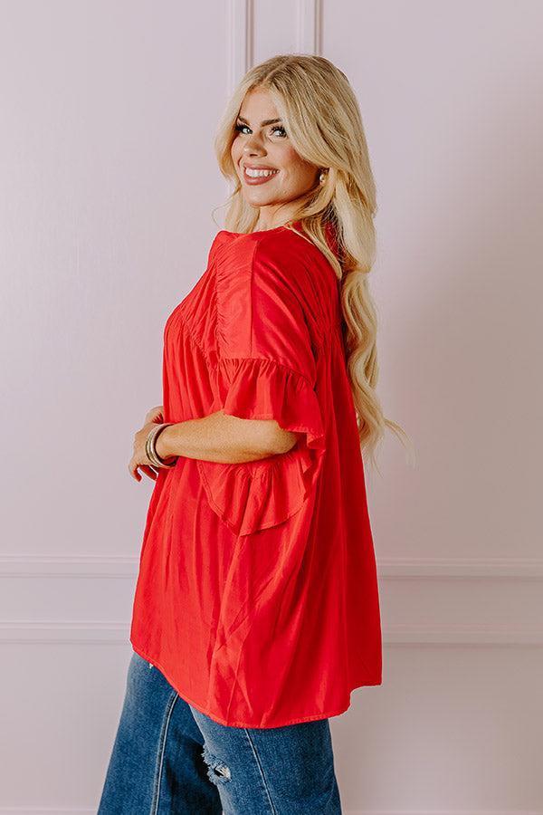 Summer Breeze Shift Top in Red Curves Product Image