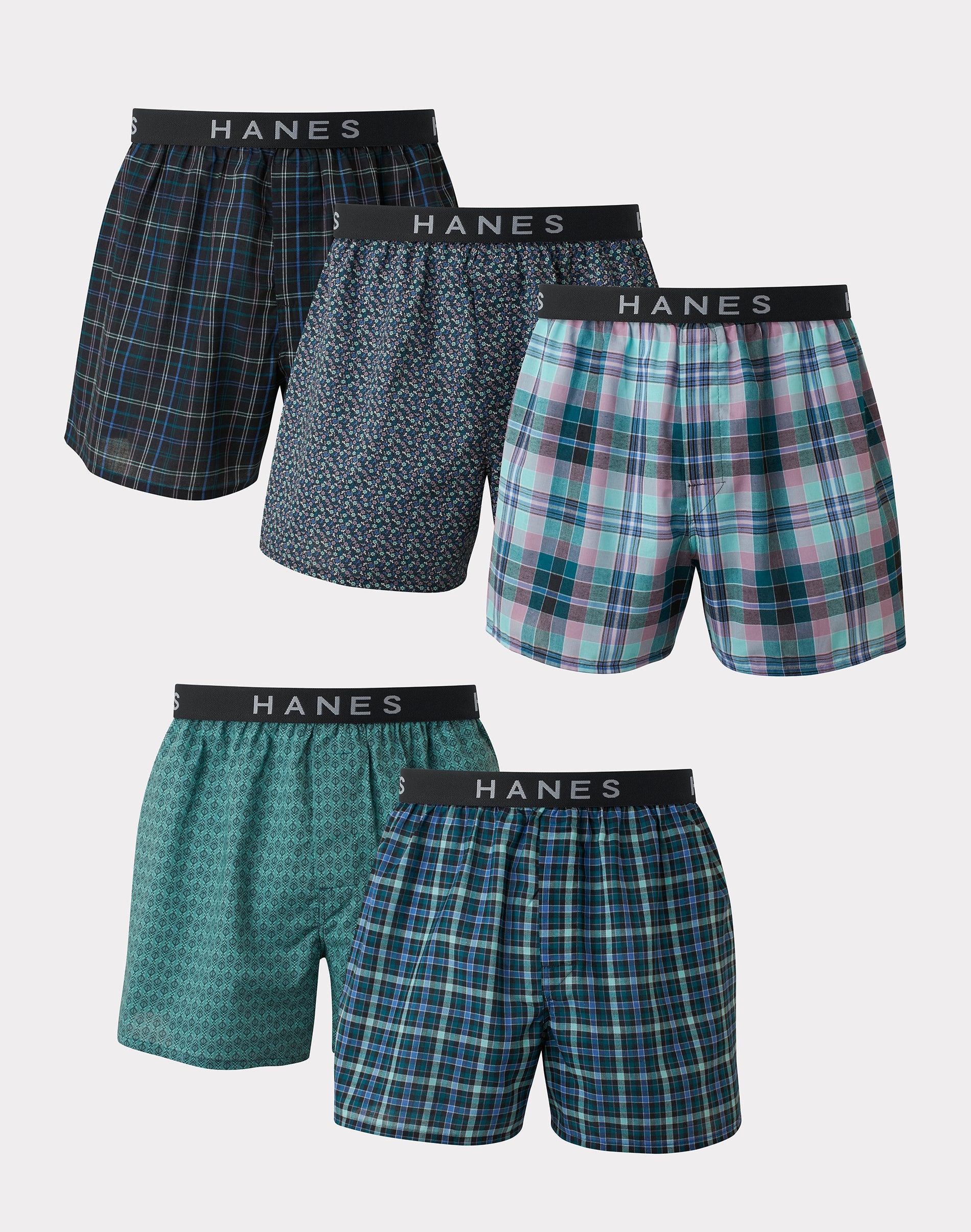 Mens Hanes Ultimate 5-pack Plaid Woven Boxers Product Image