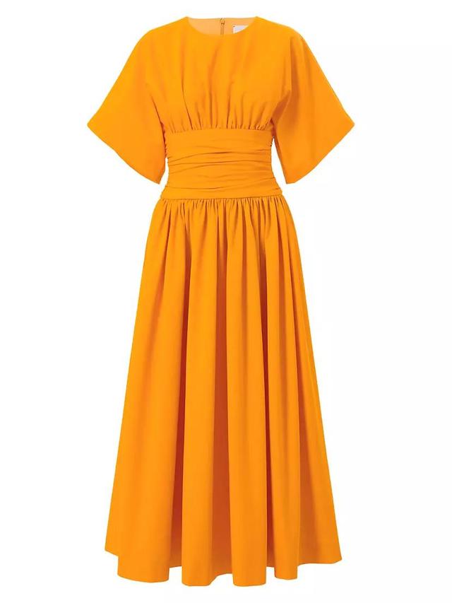 Cotton-Blend Cummerbund Waist Midi-Dress Product Image