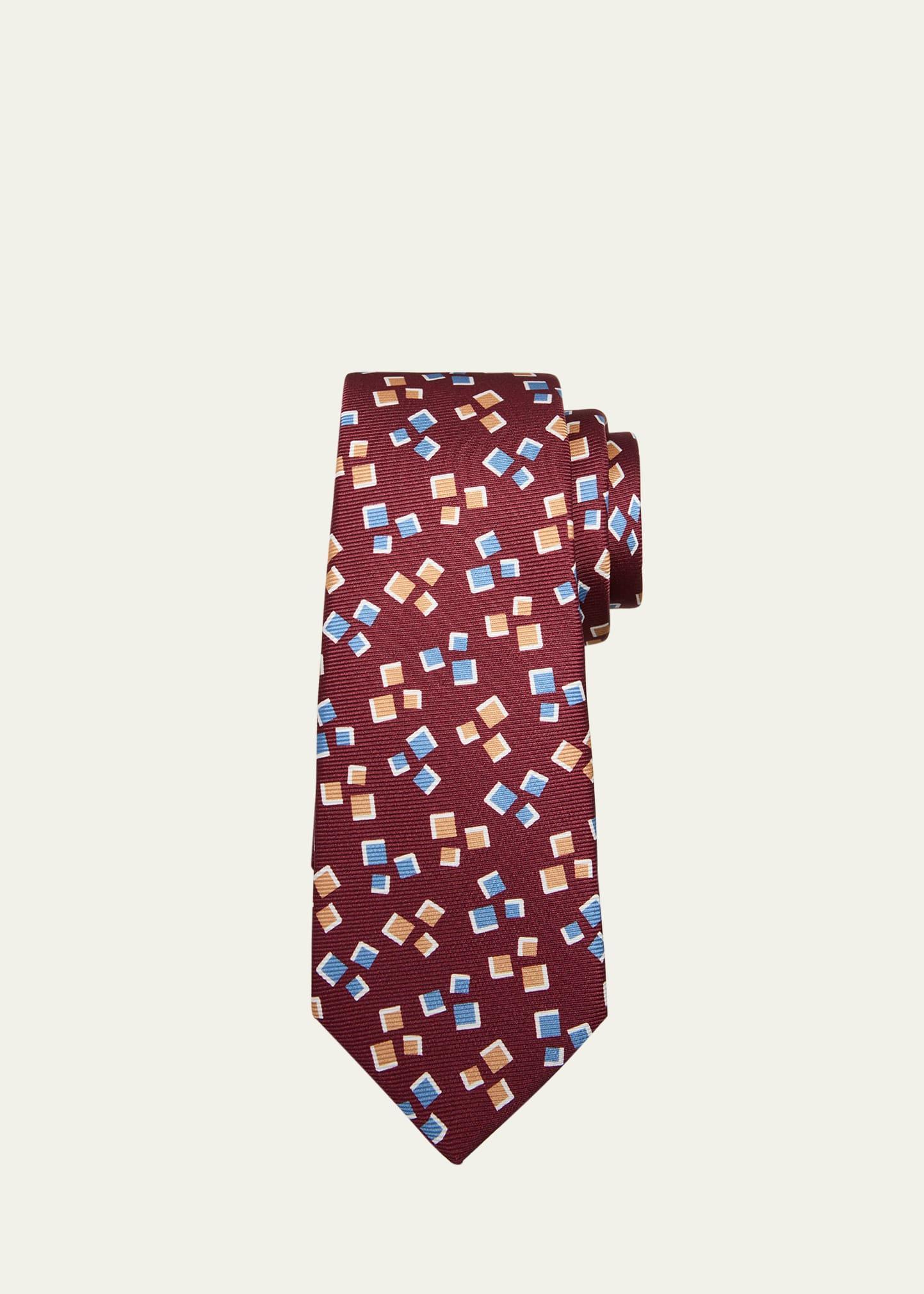 Mens Silk Mini Square-Print Tie Product Image