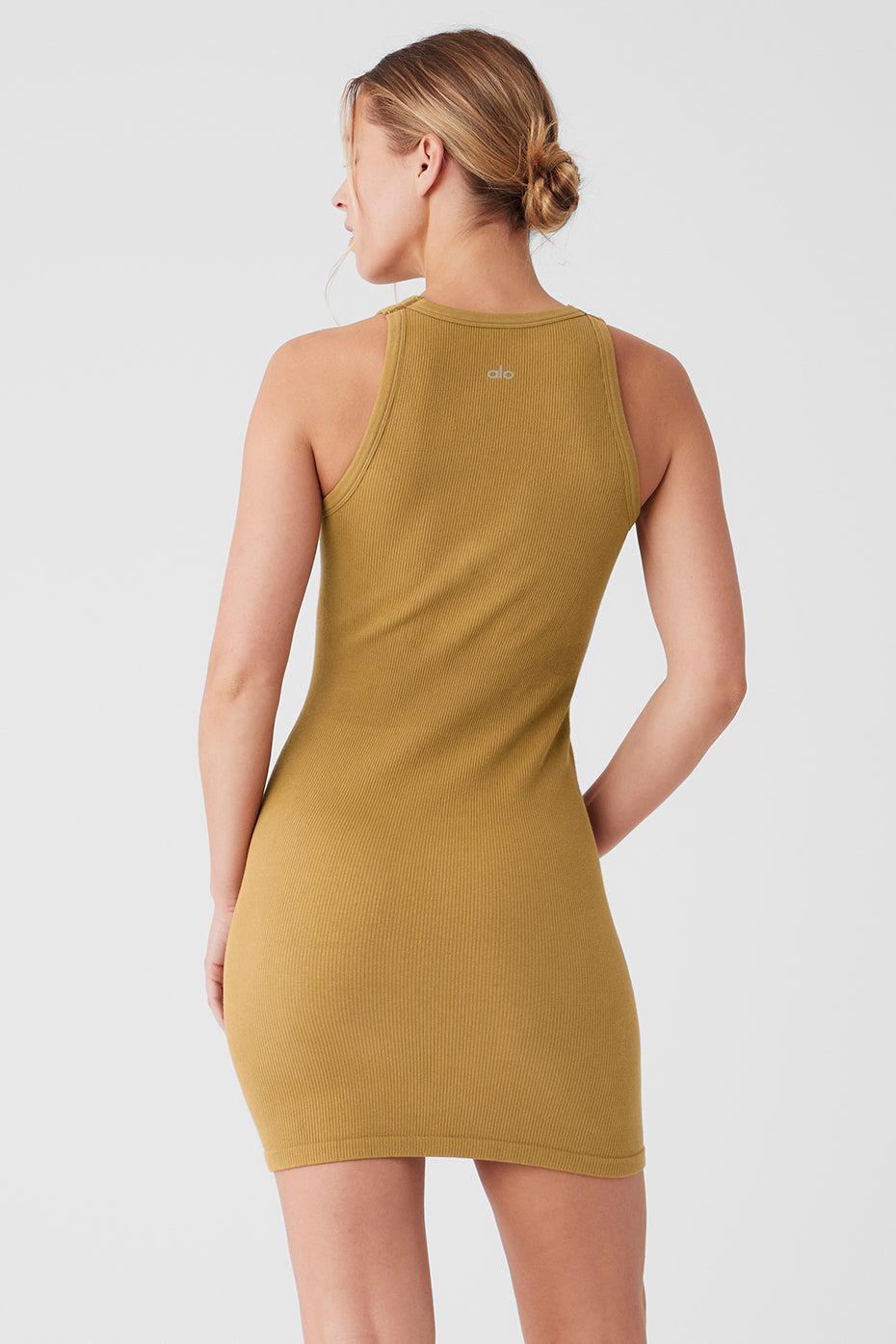 Alo Yoga | Seamless Ribbed Warm Nights Dress Green Product Image