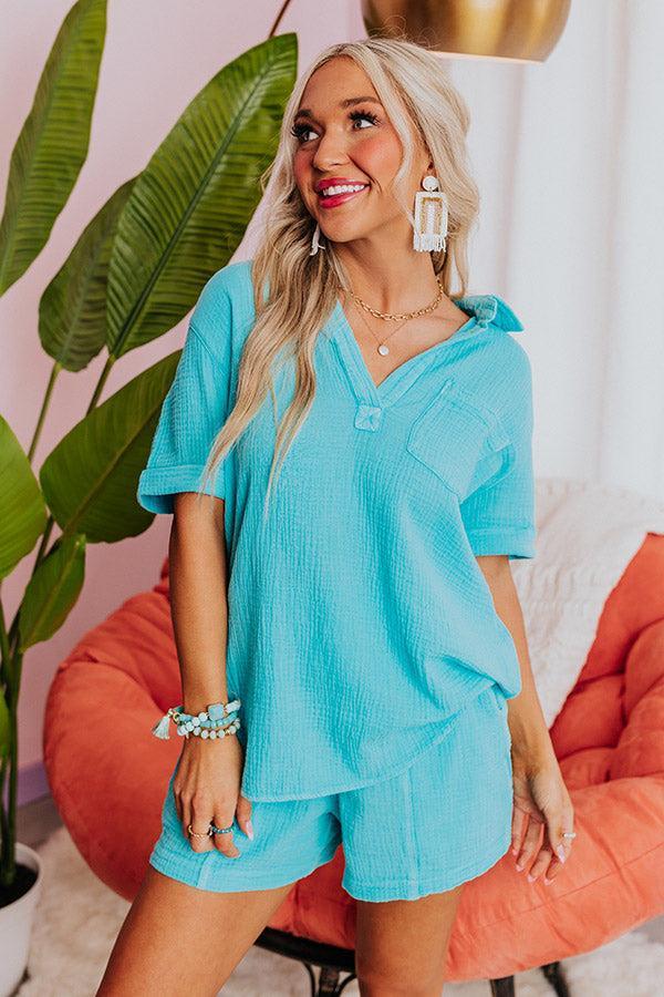 Coastal Bliss Top In Sky Blue Product Image