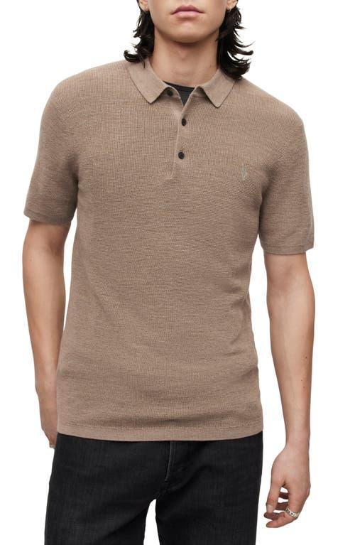 AllSaints Ivar Embroidered Logo Short Sleeve Merino Wool Polo Sweater Product Image