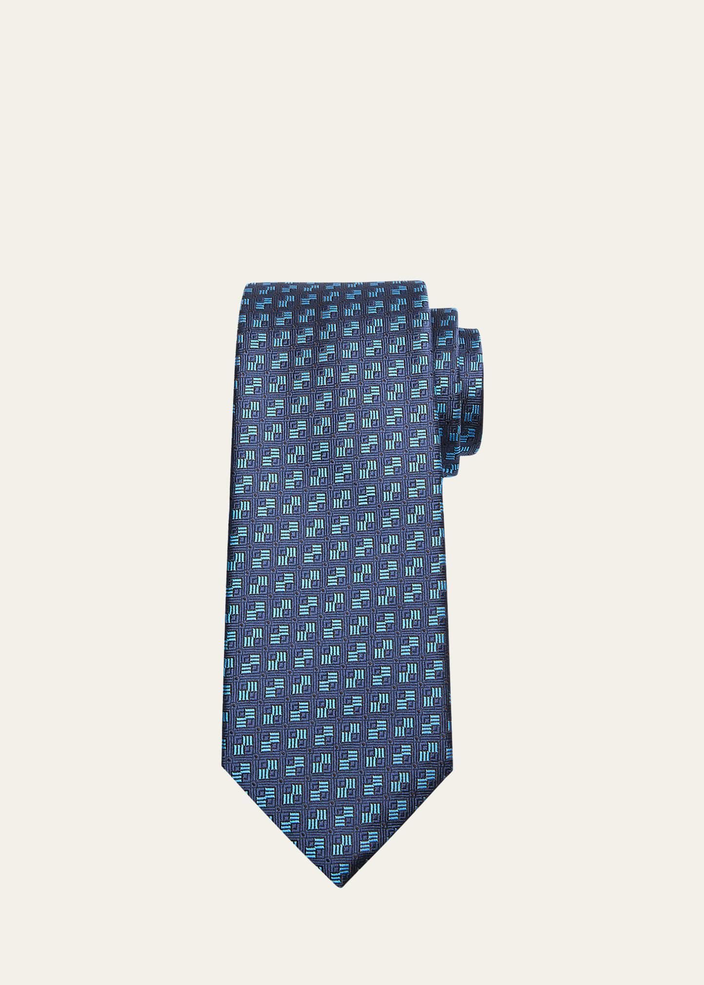 Mens Silk Micro-Geometric Tie Product Image