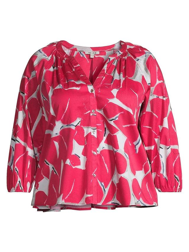 Womens Bold Petals Shirred Top Product Image