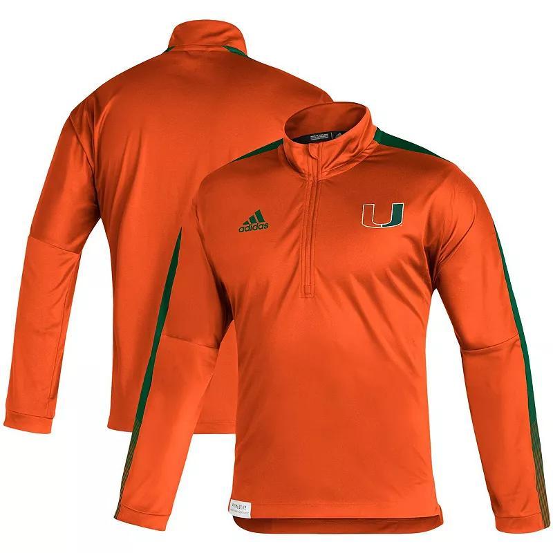 Mens adidas Miami Hurricanes 2021 Sideline Primeblue Quarter-Zip Jacket Product Image