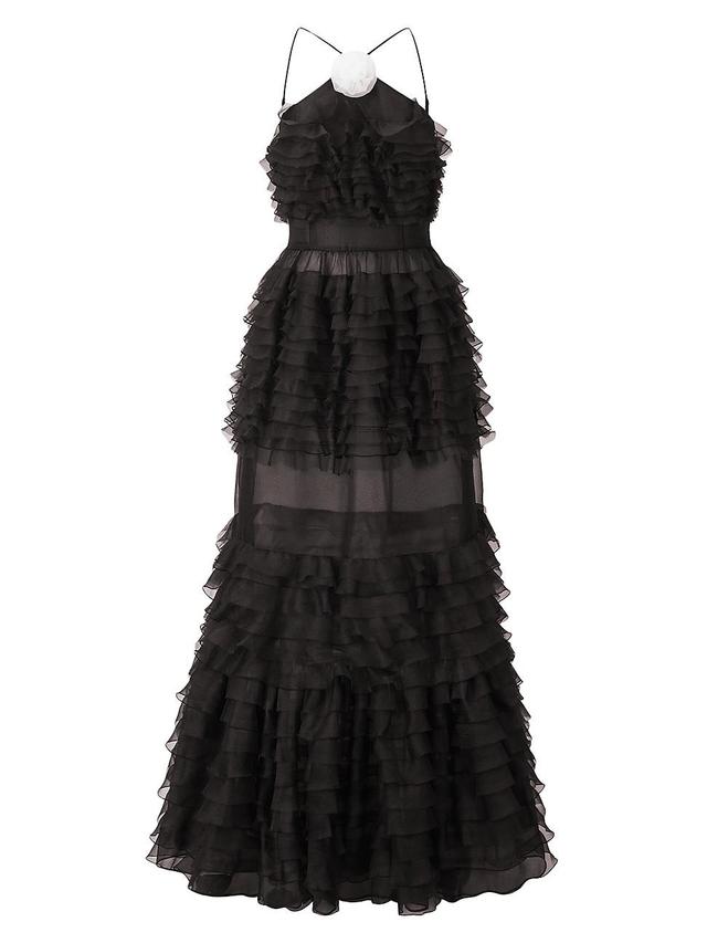 STAUD Florian Tiered Ruffle Organza Gown Product Image