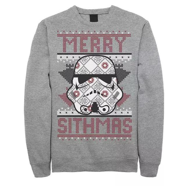 Mens Star Wars Stormtrooper Helmet Merry Sithmas Sweatshirt Athletic Grey Product Image