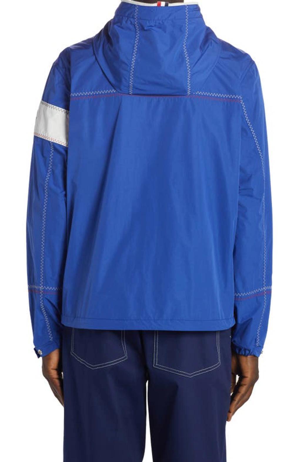 Logo-patch Contrast-stitch Hooded Jacket In Blue Product Image