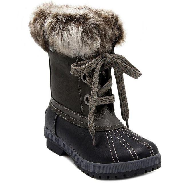 London Fog Milly Womens Waterproof Winter Duck Boots Black Grey Product Image