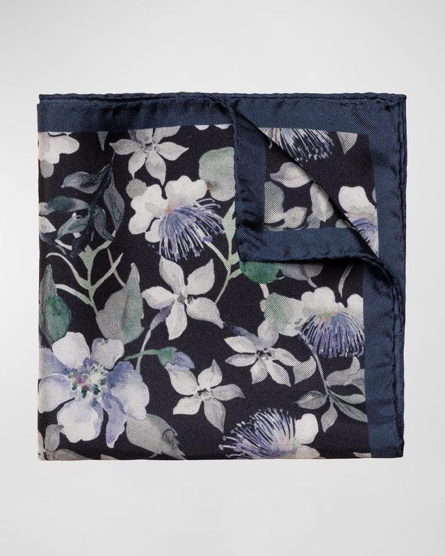 Mens Hand-Painted Floral Silk Pocket Square Product Image