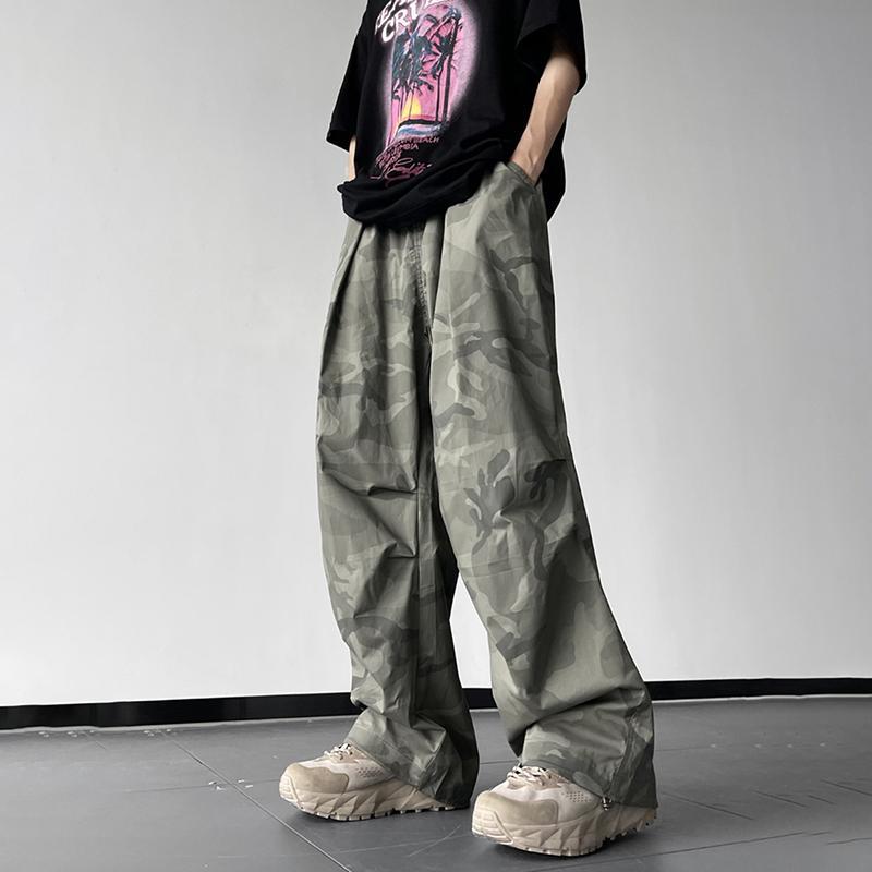 Sopula American Hiphop Trendy Camouflage Functional Wide-Leg Paratrooper Pants Product Image