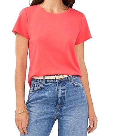 Vince Camuto Short Sleeve Crew Neck Knit Tee Shirt Product Image