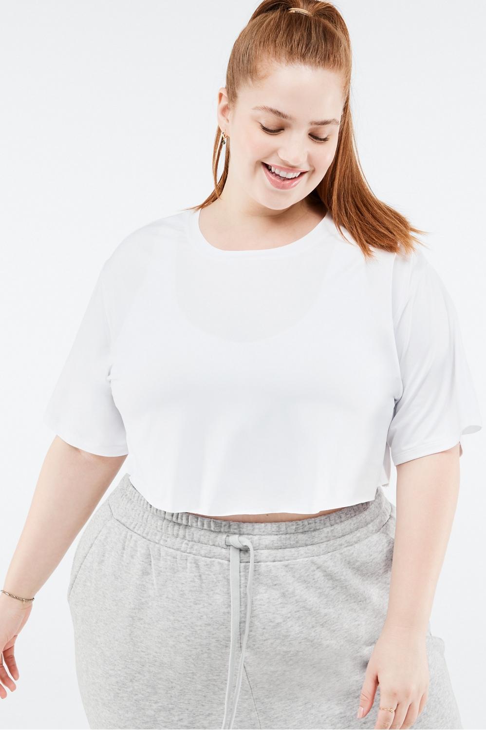 Fabletics Blake Ultra Cropped Short-Sleeve Tee Womens white plus Size 4X product image