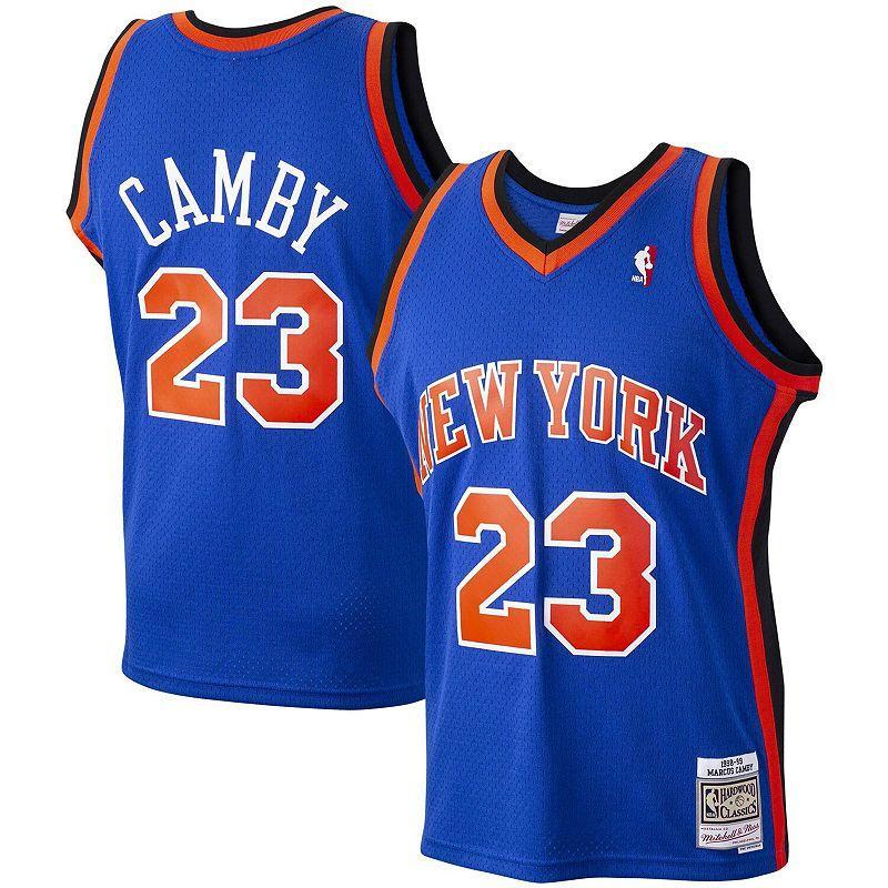 Maglia da uomo Mitchell & Ness Marcus Camby Blue New York Knicks 1998-99 Hardwood Classics Swingman Player Product Image