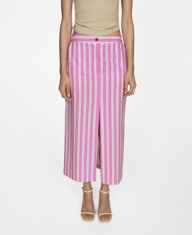 Mango Womens Slit Striped Skirt Product Image