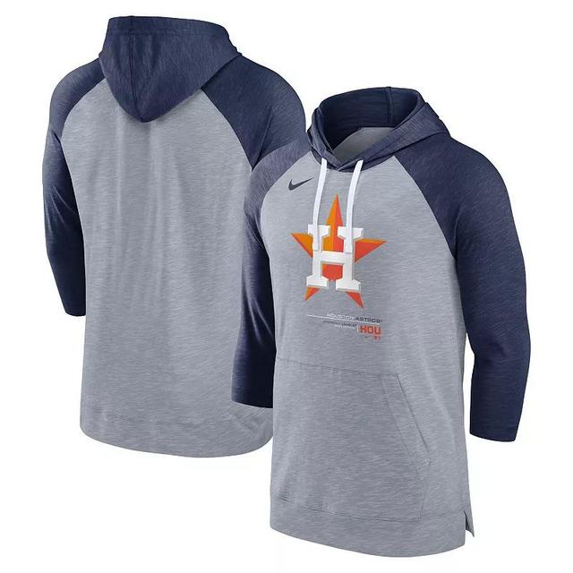 Mens Nike Heather Gray San Diego Padres Baseball Raglan 3/4 Sleeve Pullover Hoodie - Heather Gray Product Image