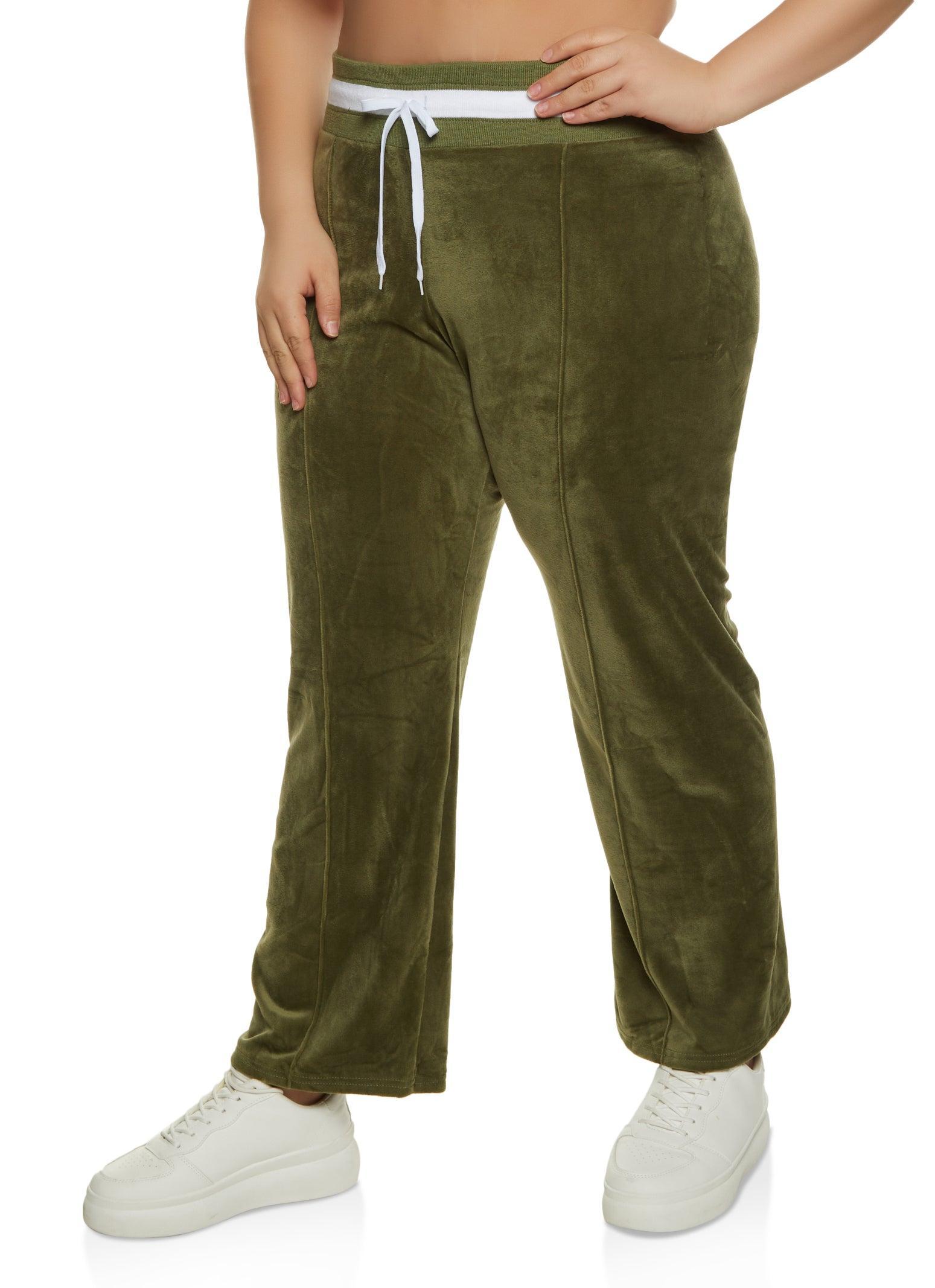 Womens Plus Size Velour Pintuck Straight Leg Sweatpants product image