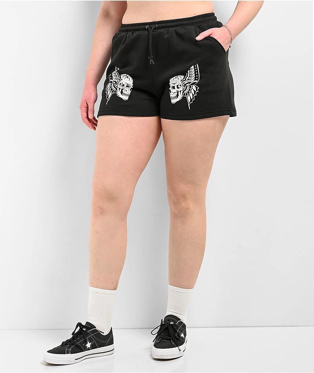 Lurking Class by Sketchy Tank Skull Fly Black Sweat Shorts Product Image