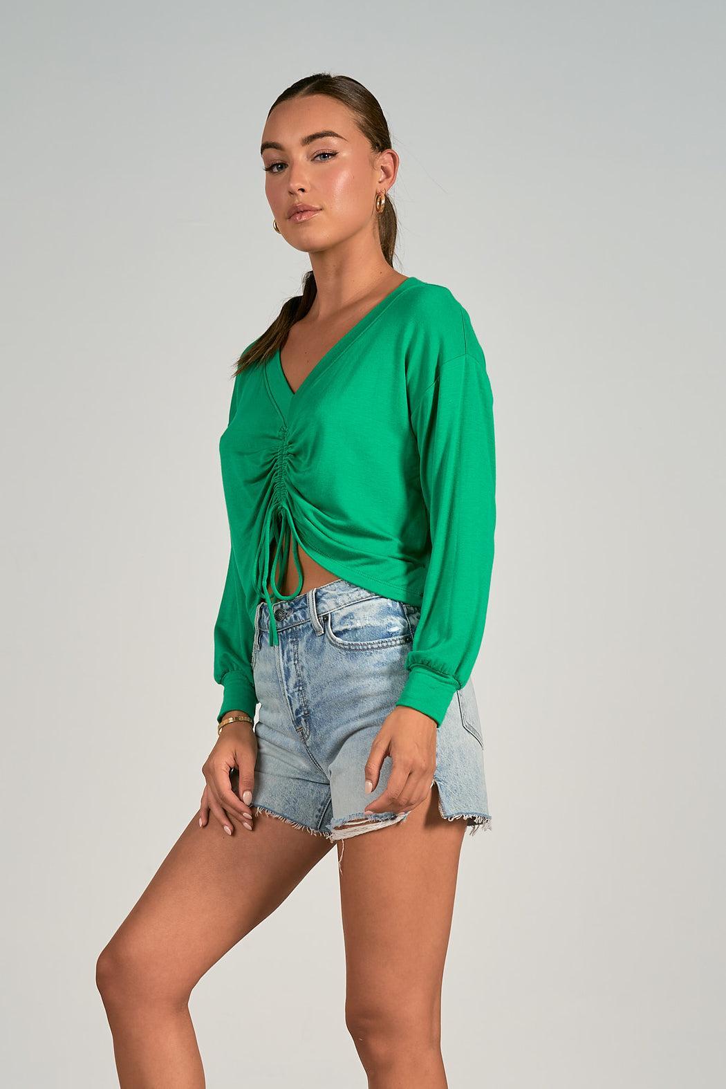 L/S V NECK CINCH TOP Female Product Image