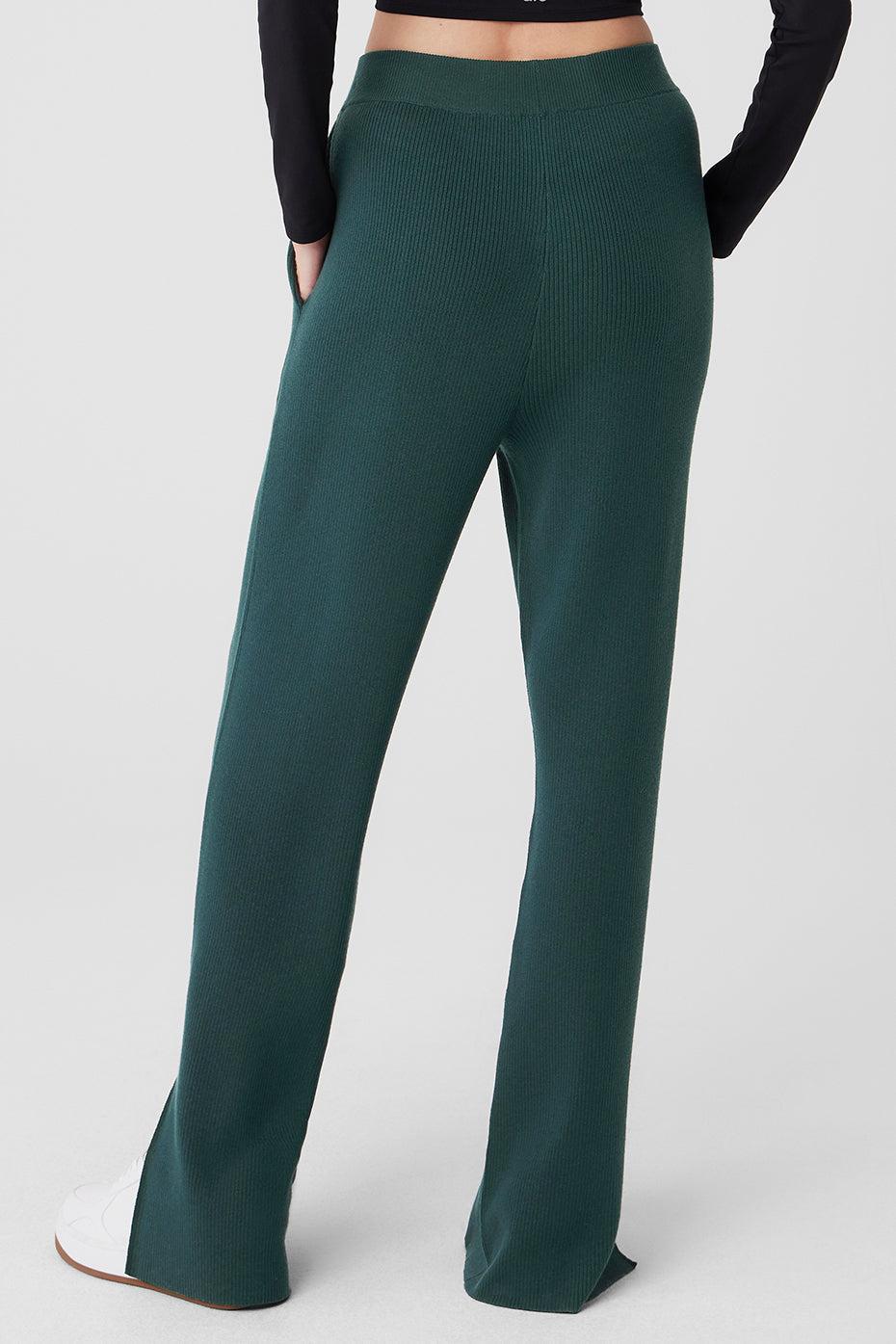 Knit High-Waist Salana Wide Leg Pant - Midnight Green Female Product Image