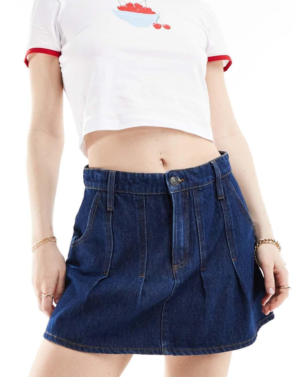 Stradivarius STR pleated denim mini skirt Product Image