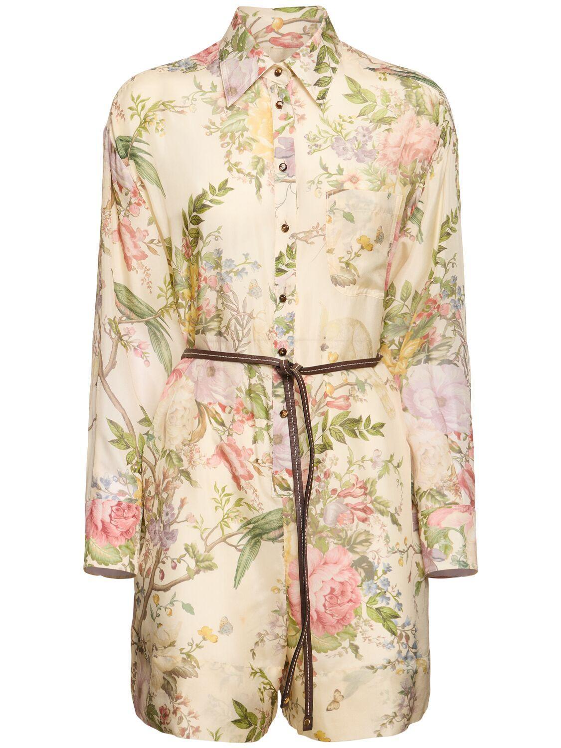 ZIMMERMANN Womens Cream Floral Waverly Floral-print Silk Playsuit In Cream,multi Product Image