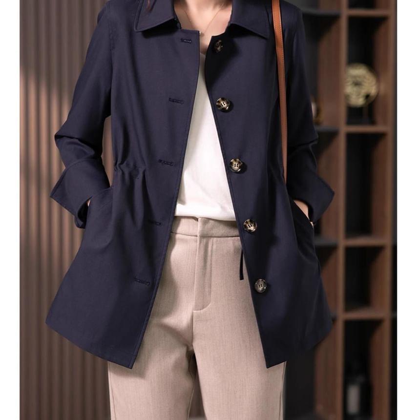 Collared Button-Up Trench Jacket product image