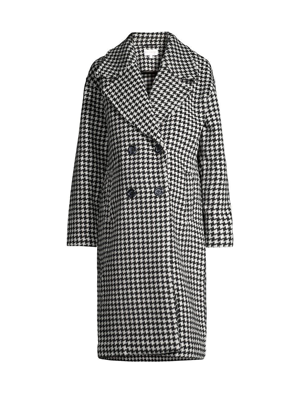 Womens Kimberly Houndstooth Wool Double-Breasted Maternity Coat Product Image