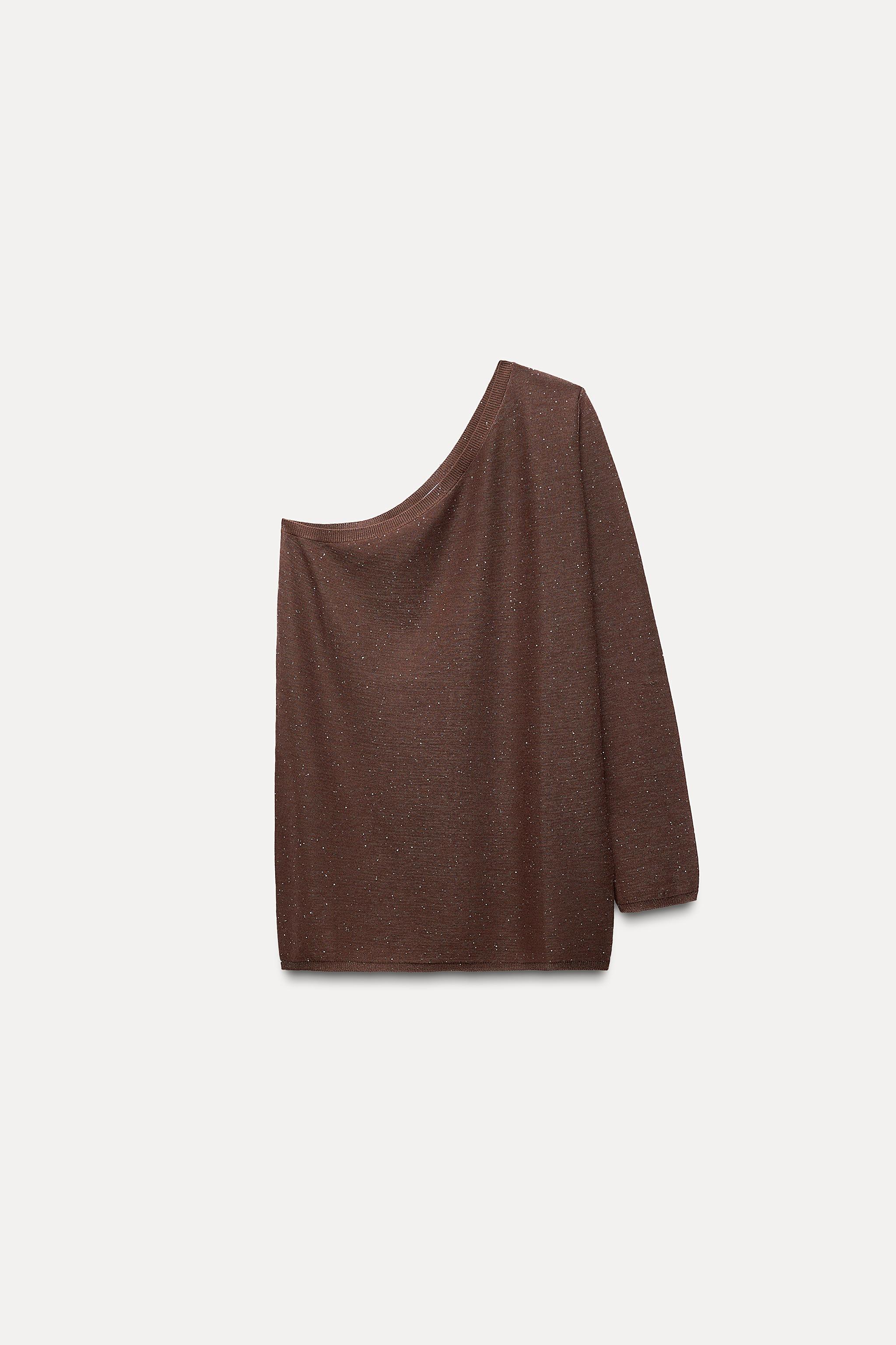 ASYMMETRIC SHIMMER KNIT TOP Product Image