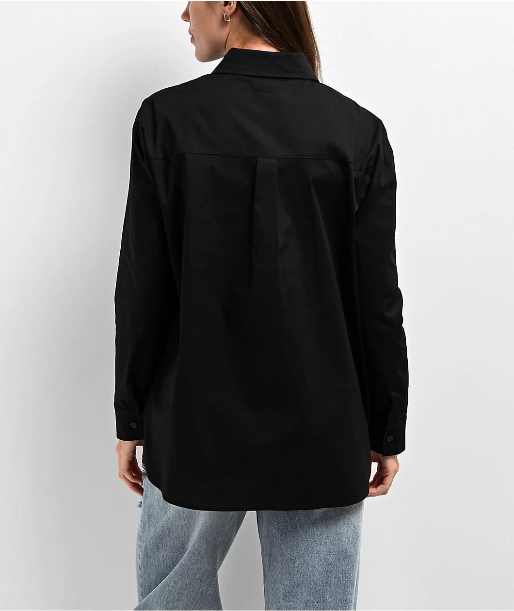 Spicychix Black Oversize Long Sleeve Button Up Shirt Product Image