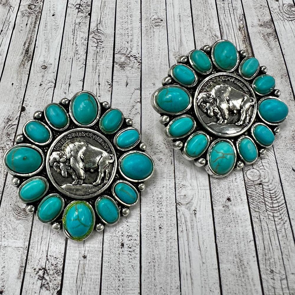 Where The Turquoise Buffalo Roams Earrings Product Image