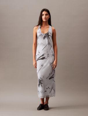 Chiffon Botanic Print T-Back Maxi Dress Product Image