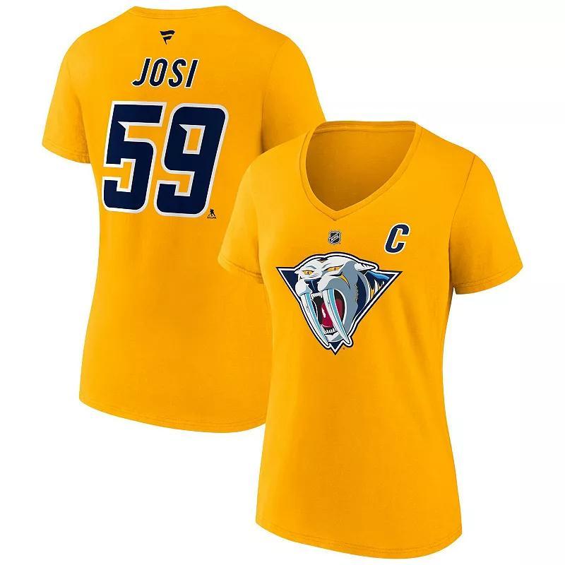 Womens Fanatics Branded Roman Josi Yellow Nashville Predators Special Edition 2.0 Name & Number V-Neck T-Shirt Product Image