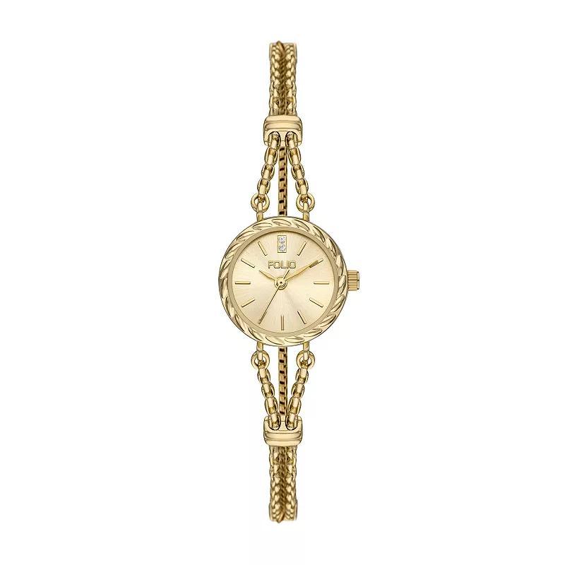 Folio Womens Rope Textured Bracelet Strap Round Dainty Watch, Gold Tone Product Image